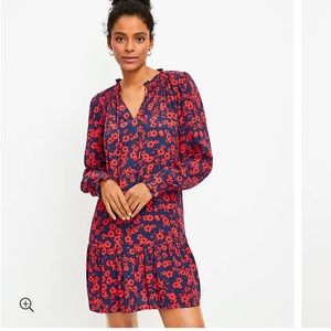 Floral Tie Neck Flounce Dress